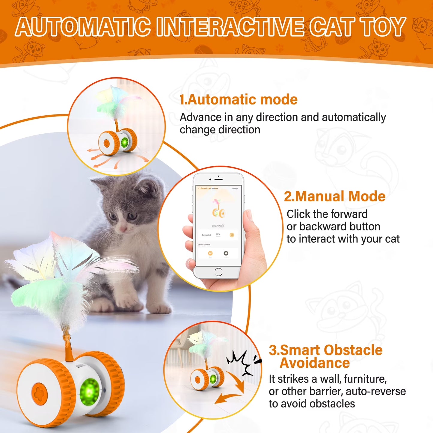 Remote Control Cat Toy Hunting Electronic Cat Toy Smart Moving Home Alone Cat Toys