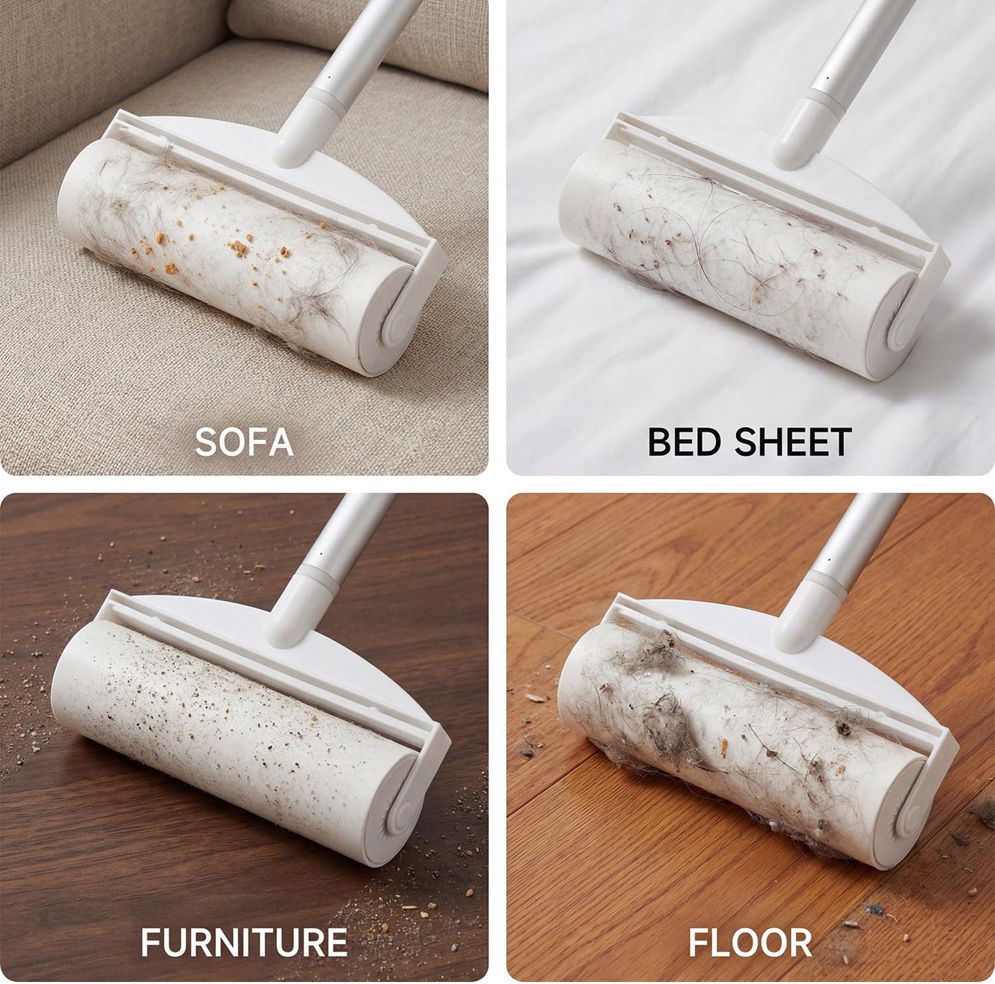 7.5 Inch Large Surface Lint Roller with 120 Sheets, Giant Extra Sticky Roller for Pet Hair, Dust Lint Remover for Clothes, Furniture, Household, Include 1 Handle 2 Rollers Dog Cat Hair Remover
