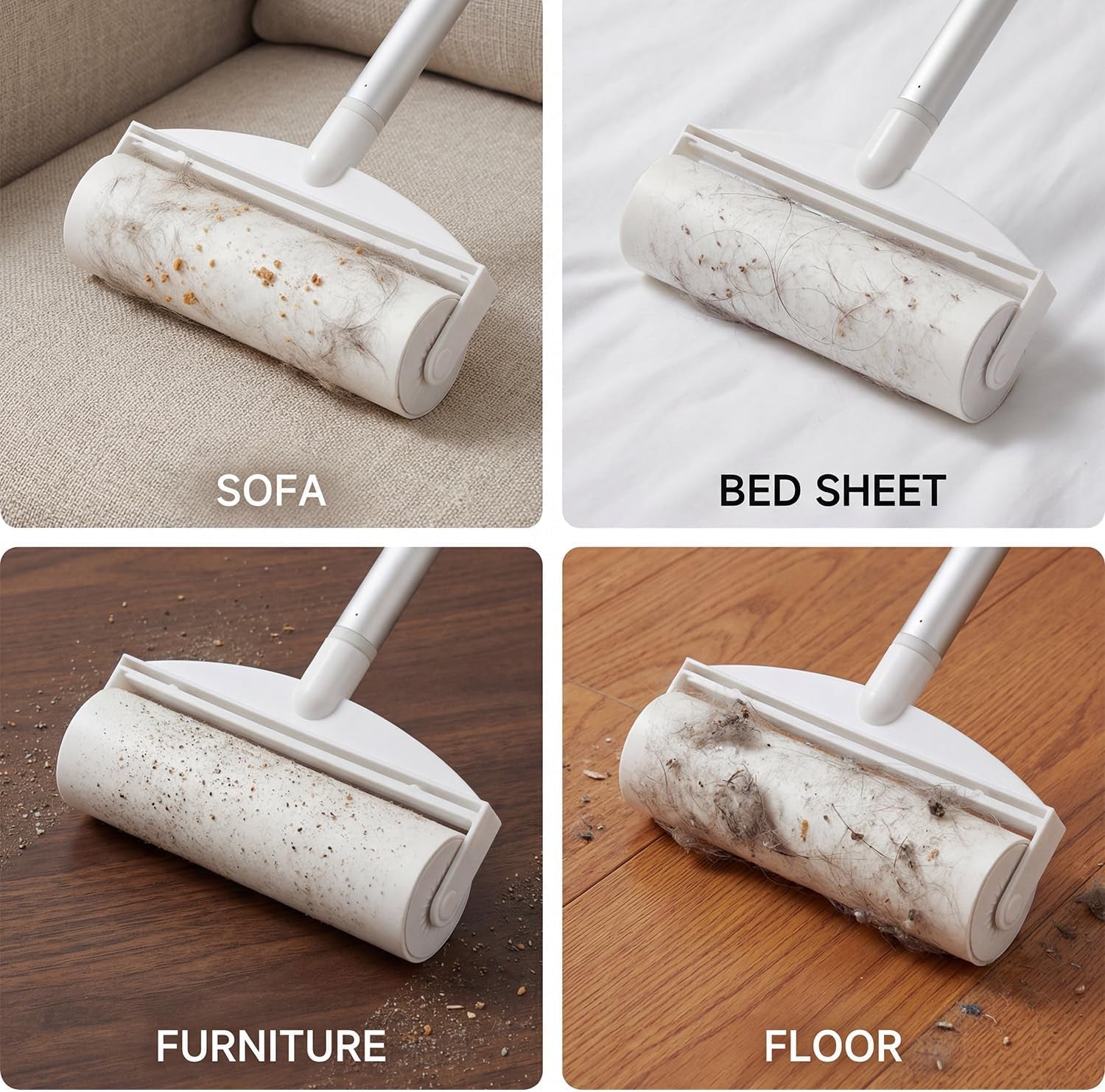 7.5 Inch Large Surface Lint Roller with 120 Sheets, Giant Extra Sticky Roller for Pet Hair, Dust Lint Remover for Clothes, Furniture, Household, Include 1 Handle 2 Rollers Dog Cat Hair Remover