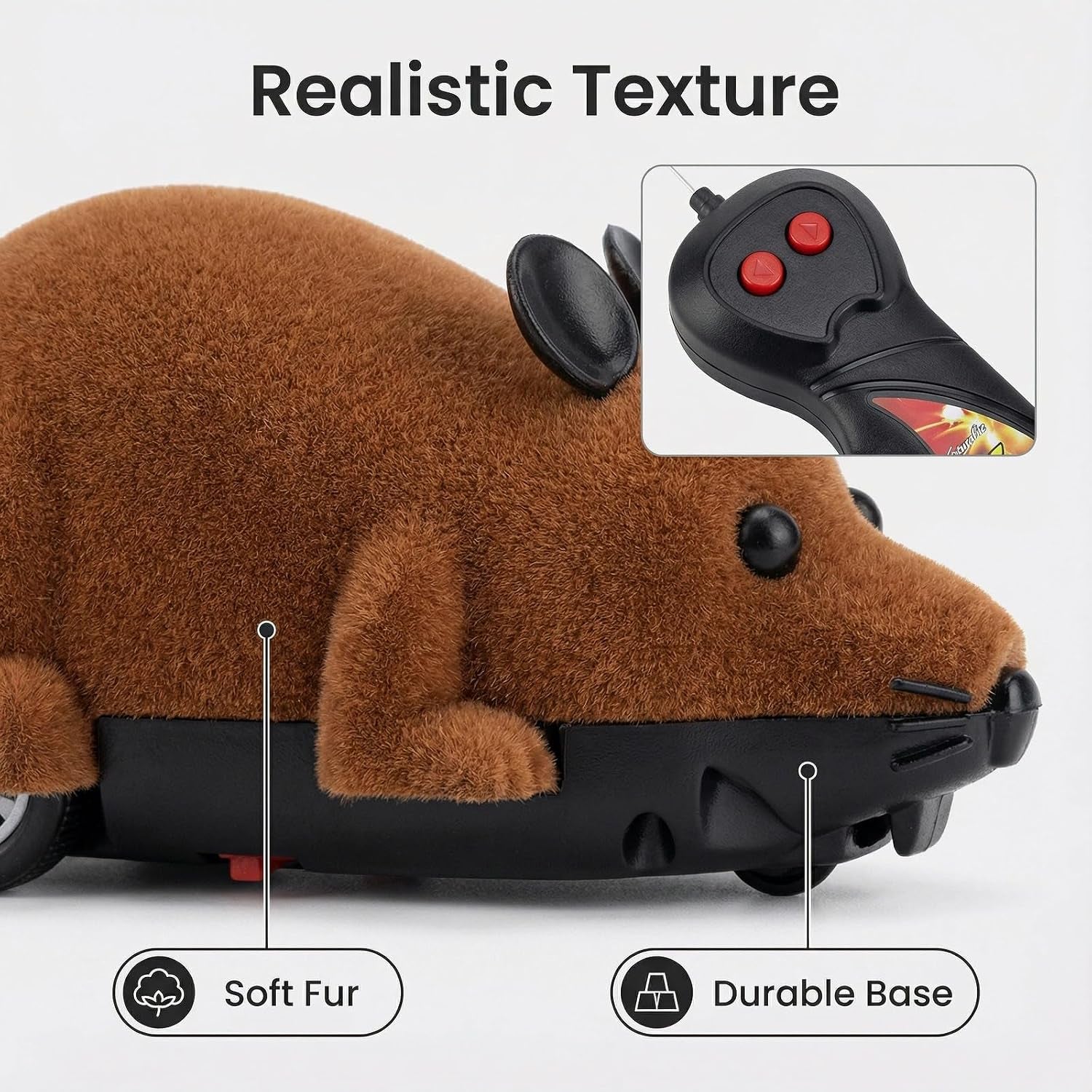 Electronic Remote Control Rat,Realistic Simulation Mouse Toy for Cat/Dog, Plush Design, Intelligent Interaction, Stimulates Cat Hunting Instincts Novelty Toy 1Pcs(Brown)