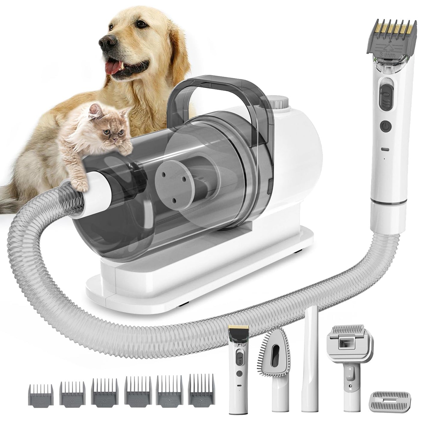 Dog Grooming Kit, Pet Grooming Vacuum & Dog Clippers, 6 in 1 Pet Grooming Vacuum with 5 Professional Grooming Shedding Tools for Dogs Cats