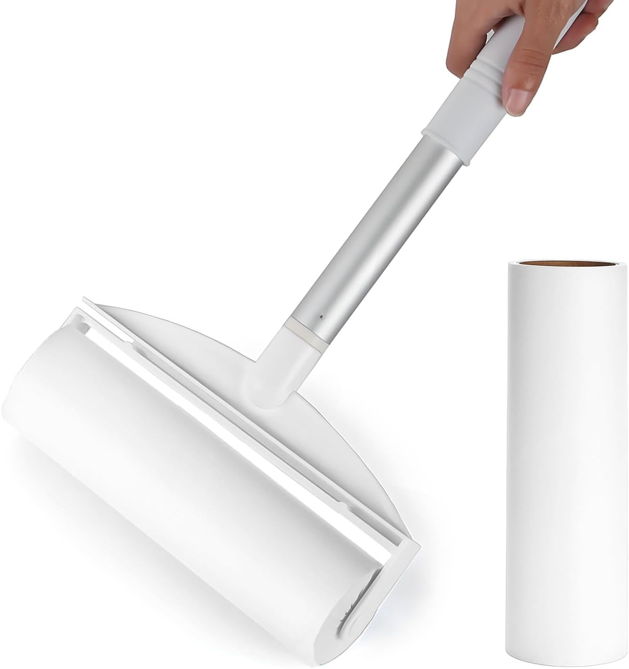 7.5 Inch Large Surface Lint Roller with 120 Sheets, Giant Extra Sticky Roller for Pet Hair, Dust Lint Remover for Clothes, Furniture, Household, Include 1 Handle 2 Rollers Dog Cat Hair Remover