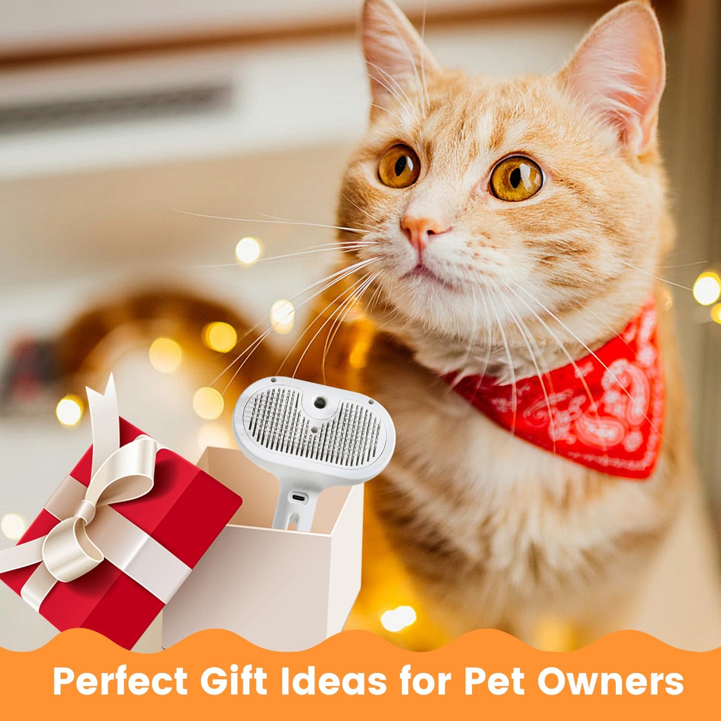 Self Cleaning Pet Steam Brush for Indoor Cats & Dogs Shedding & Grooming | Pet Spray Hair Removal Comb for Short & Long Haired Animals, Skin-Friendly & Rechargeable Cat Hair Brush with Release Button