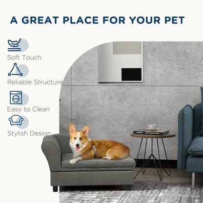 PawHut Pet Sofa Dog Sofa For Small Dogs With Storage, Gray