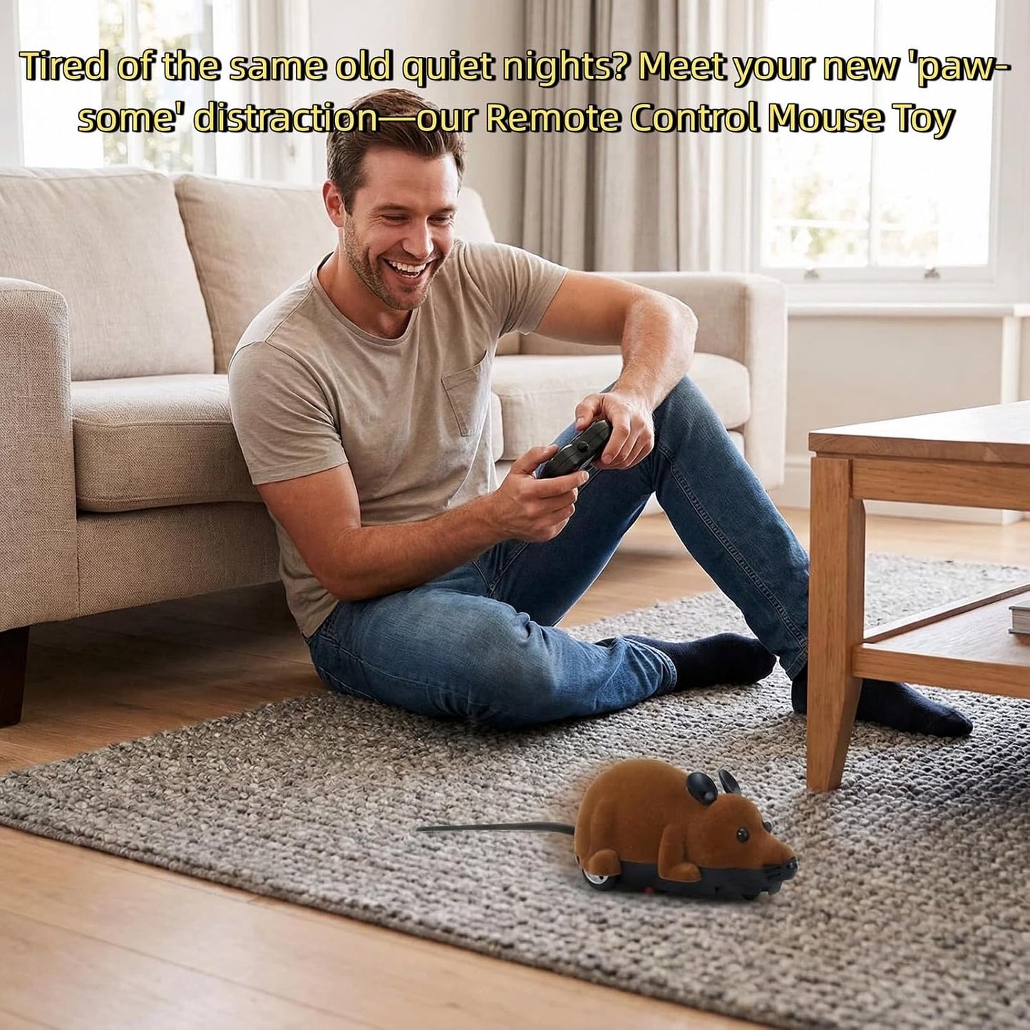 Electronic Remote Control Rat,Realistic Simulation Mouse Toy for Cat/Dog, Plush Design, Intelligent Interaction, Stimulates Cat Hunting Instincts Novelty Toy 1Pcs(Brown)