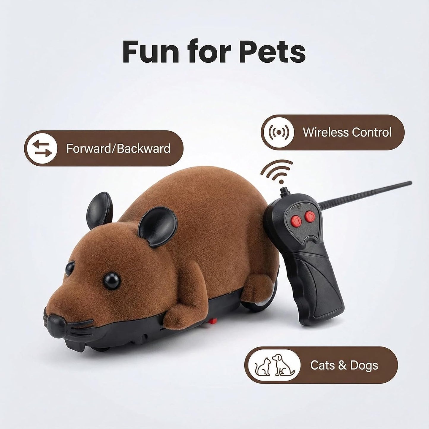Electronic Remote Control Rat,Realistic Simulation Mouse Toy for Cat/Dog, Plush Design, Intelligent Interaction, Stimulates Cat Hunting Instincts Novelty Toy 1Pcs(Brown)