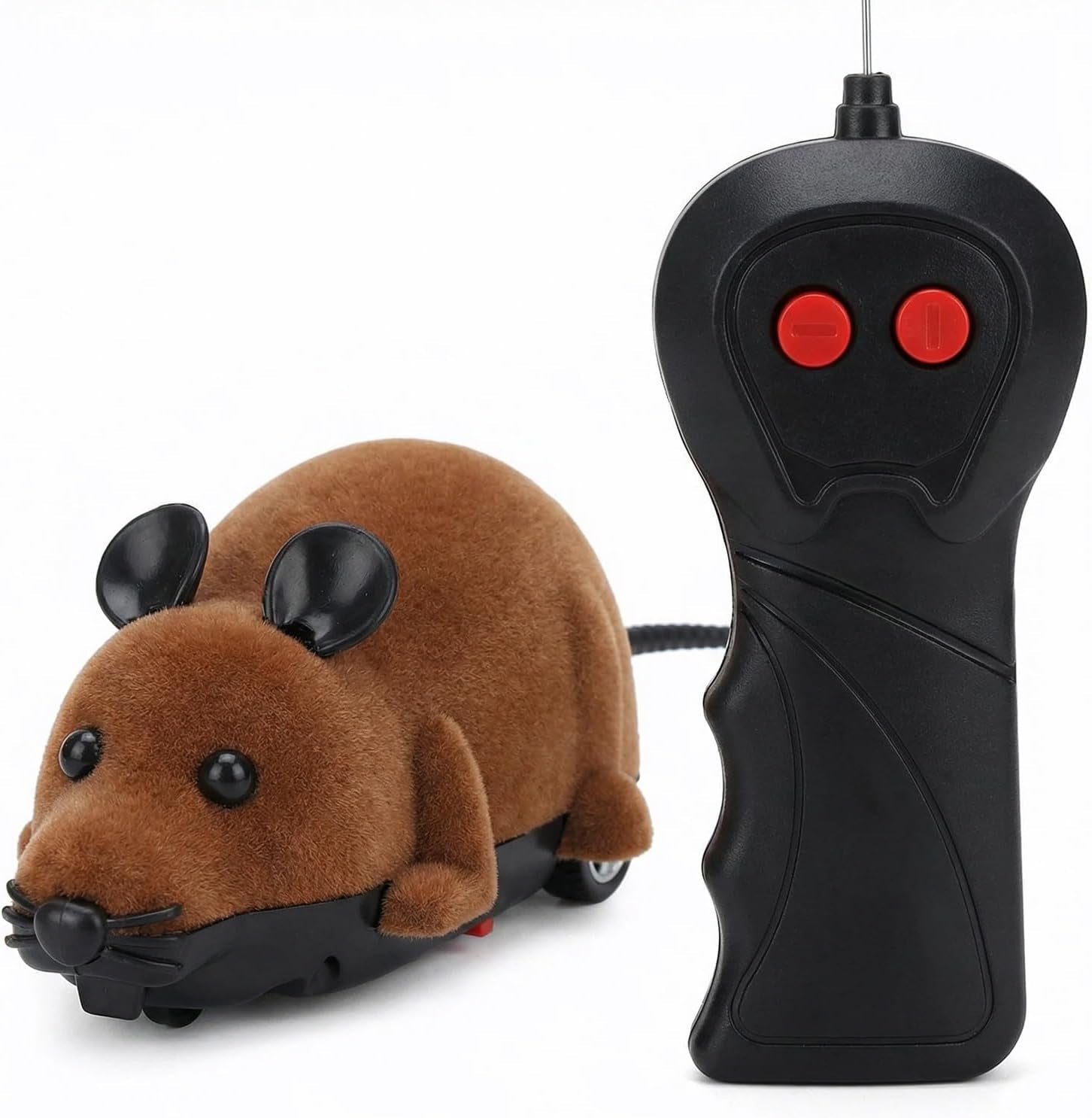 Electronic Remote Control Rat,Realistic Simulation Mouse Toy for Cat/Dog, Plush Design, Intelligent Interaction, Stimulates Cat Hunting Instincts Novelty Toy 1Pcs(Brown)