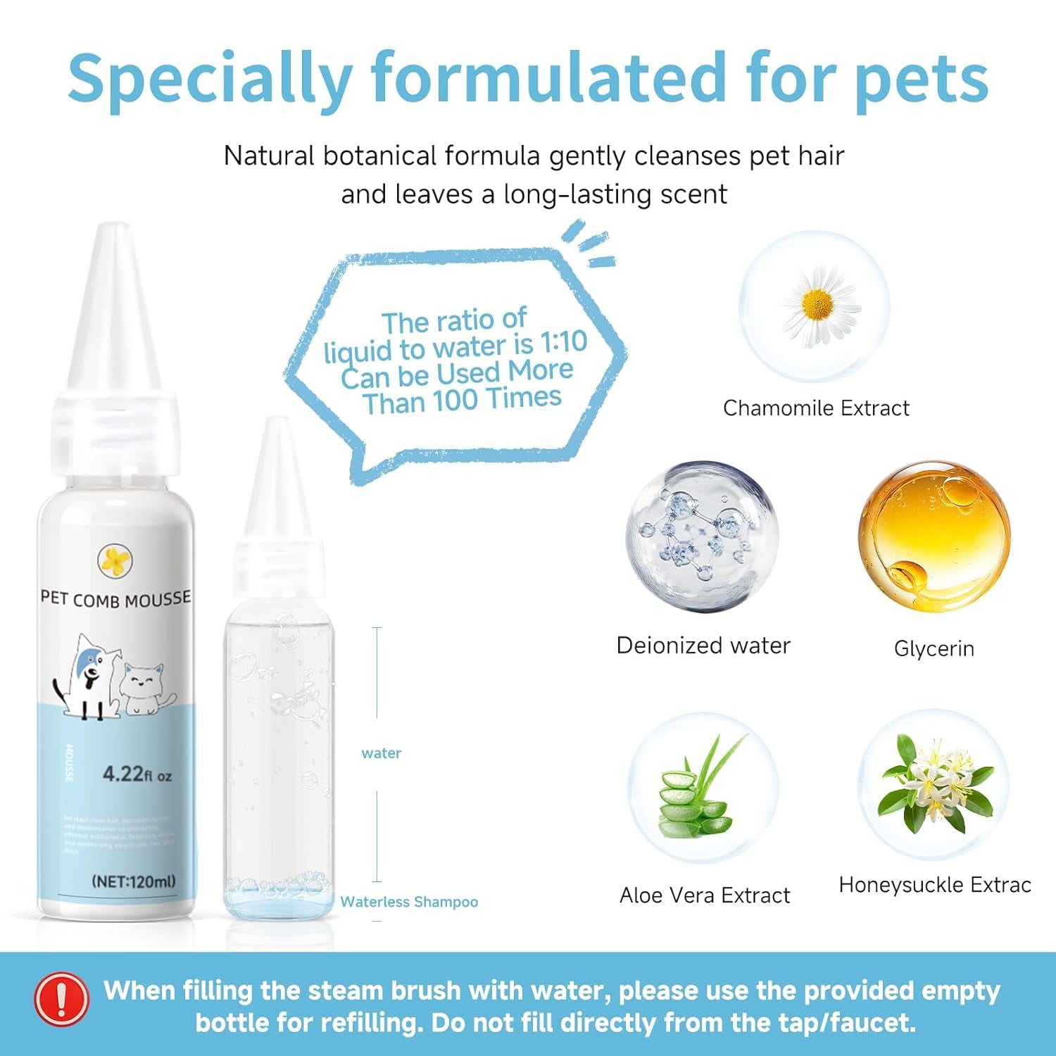 Pet Steam Brush for Dogs & Cats, 3-In-1 Shedding Grooming Tool | 3-In-1 Self Cleaning Spray Comb, Waterless Shampoo, Defur Tool, Bath Gloves, Bath Brush, Tooth & Ear Brush, Towel (11PCS)
