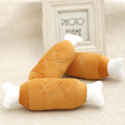 Funny Pet Dog Toys Plush Slippers Bite Chicken Leg Shoe Shape Small