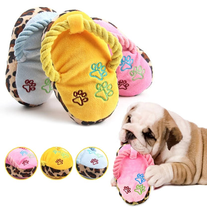 Funny Pet Dog Toys Plush Slippers Bite Chicken Leg Shoe Shape Small