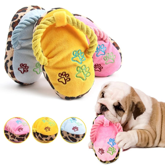 Funny Pet Dog Toys Plush Slippers Bite Chicken Leg Shoe Shape Small