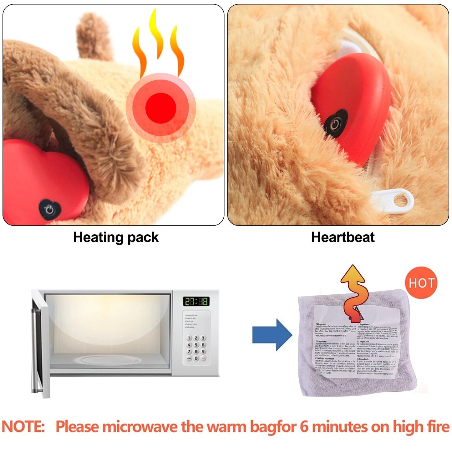 Heartbeat Dog Anxiety Relief Plush Toy Pet Comfortable Behavioral