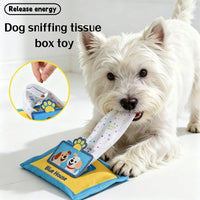 Durable Denim Tissue Box Dog Snuffle Toy with Squeaker Hide Treat