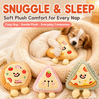 Cartoon Plush Food Pizza Dog Toy  Interactive Chew Toys for Puppies