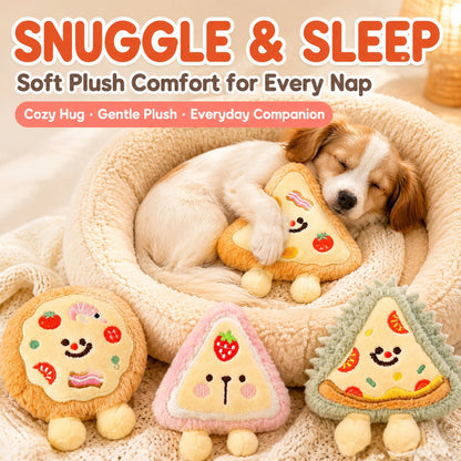 Cartoon Plush Food Pizza Dog Toy  Interactive Chew Toys for Puppies