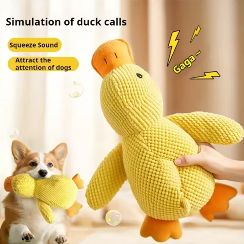 1pc Dog Plush Duck Toy Soft Hugging Pillow Pet Interactive Toy Anxiety