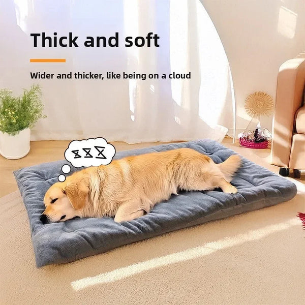 Calming Fluffy Dog Bed Large Pet Sleeping Mat Plush Warm Anti Anxiety