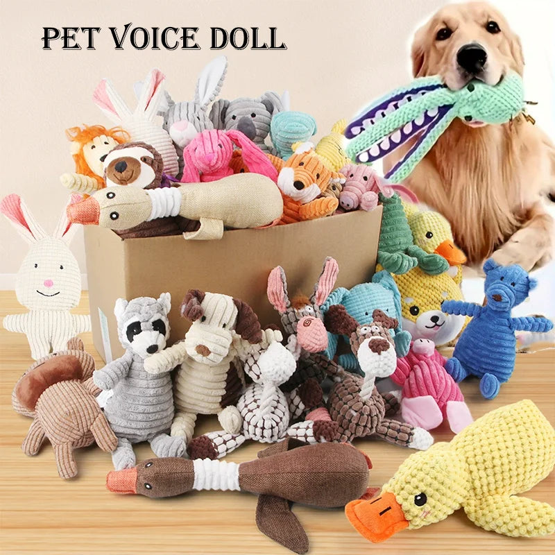 Soft Plush Dog Squeaky Toy Bite Resistant Molar Chew Doll Interactive
