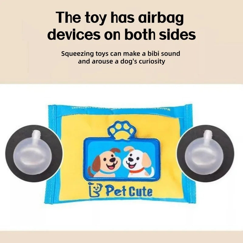 Durable Denim Tissue Box Dog Snuffle Toy with Squeaker Hide Treat