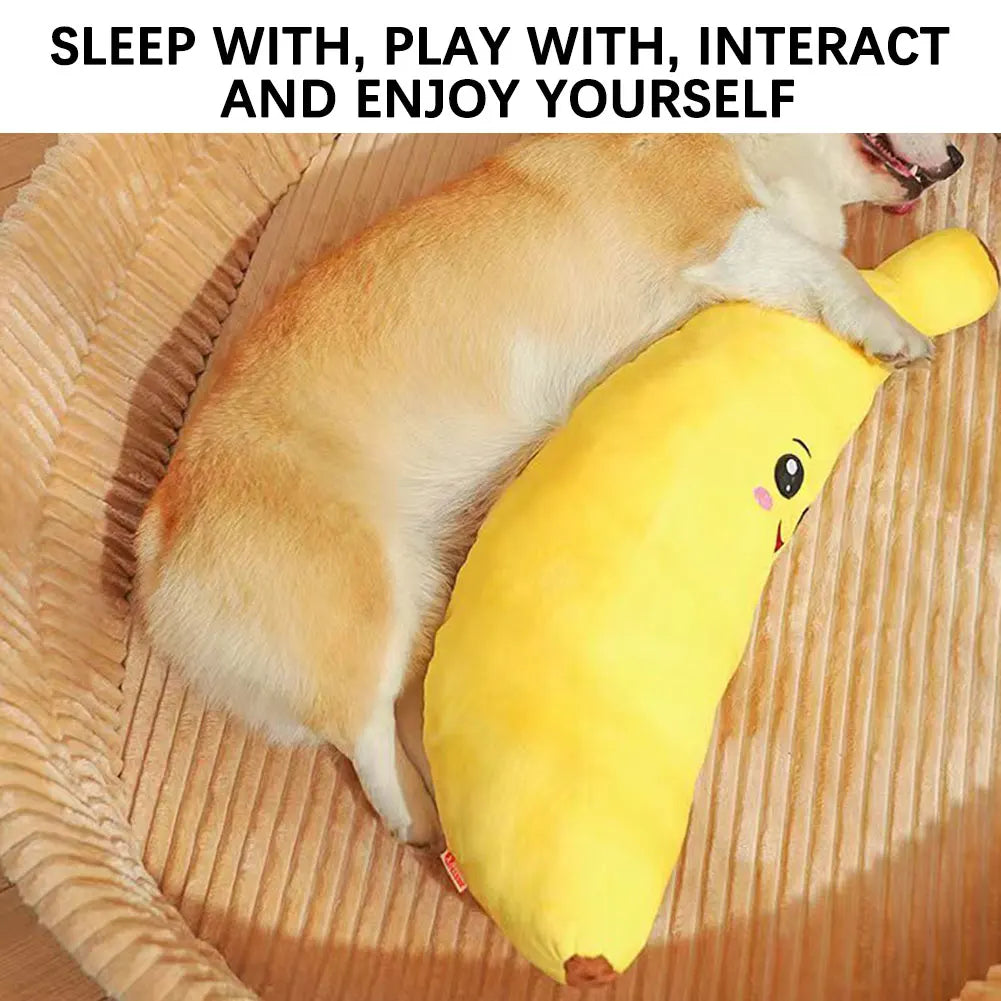Pets Calming-Banana Plush Toy Squeaky 2 In 1 Anxiety Boredom Relief