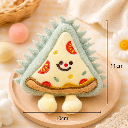 Cartoon Plush Food Pizza Dog Toy  Interactive Chew Toys for Puppies