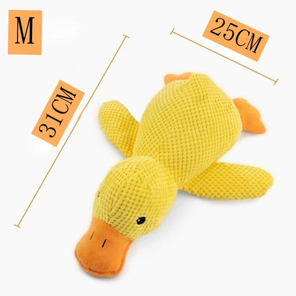 Yellow Duck Dog Plush Toy Squeaky Bite Resistant Pet Companion for