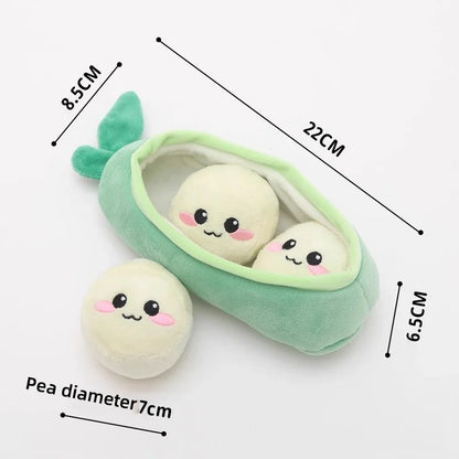 Soft Plush Pea Pod Pet Foraging Toy Squeaky Bite Resistant Teeth
