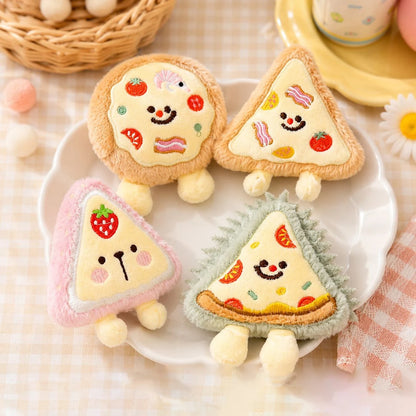 Cartoon Plush Food Pizza Dog Toy  Interactive Chew Toys for Puppies