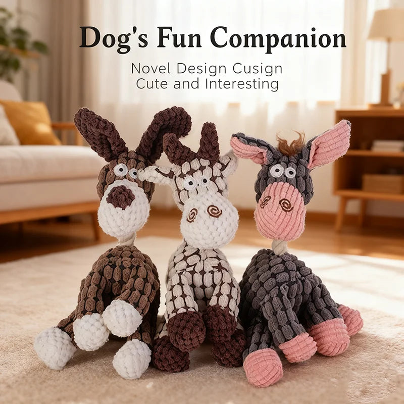 Soft Plush Dog Squeaky Toy Bite Resistant Molar Chew Doll Interactive