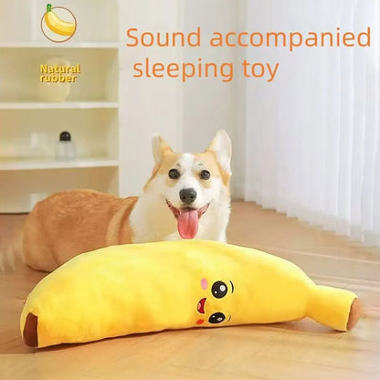 Pets Calming-Banana Plush Toy Squeaky 2 In 1 Anxiety Boredom Relief
