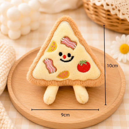 Cartoon Plush Food Pizza Dog Toy  Interactive Chew Toys for Puppies