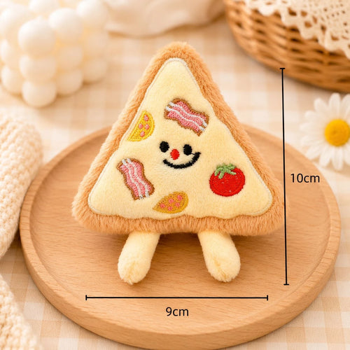 Cartoon Plush Food Pizza Dog Toy  Interactive Chew Toys for Puppies