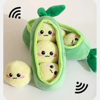 Soft Plush Pea Pod Pet Foraging Toy Squeaky Bite Resistant Teeth