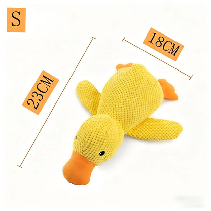 Yellow Duck Dog Plush Toy Squeaky Bite Resistant Pet Companion for