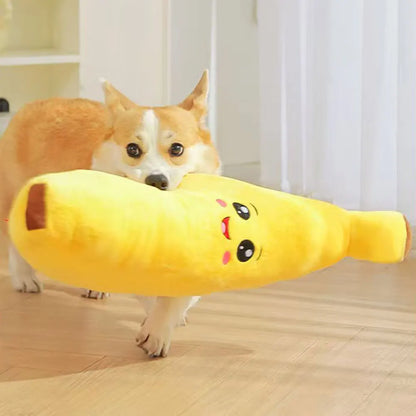Pets Calming-Banana Plush Toy Squeaky 2 In 1 Anxiety Boredom Relief