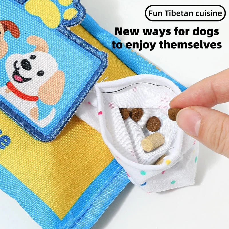 Durable Denim Tissue Box Dog Snuffle Toy with Squeaker Hide Treat