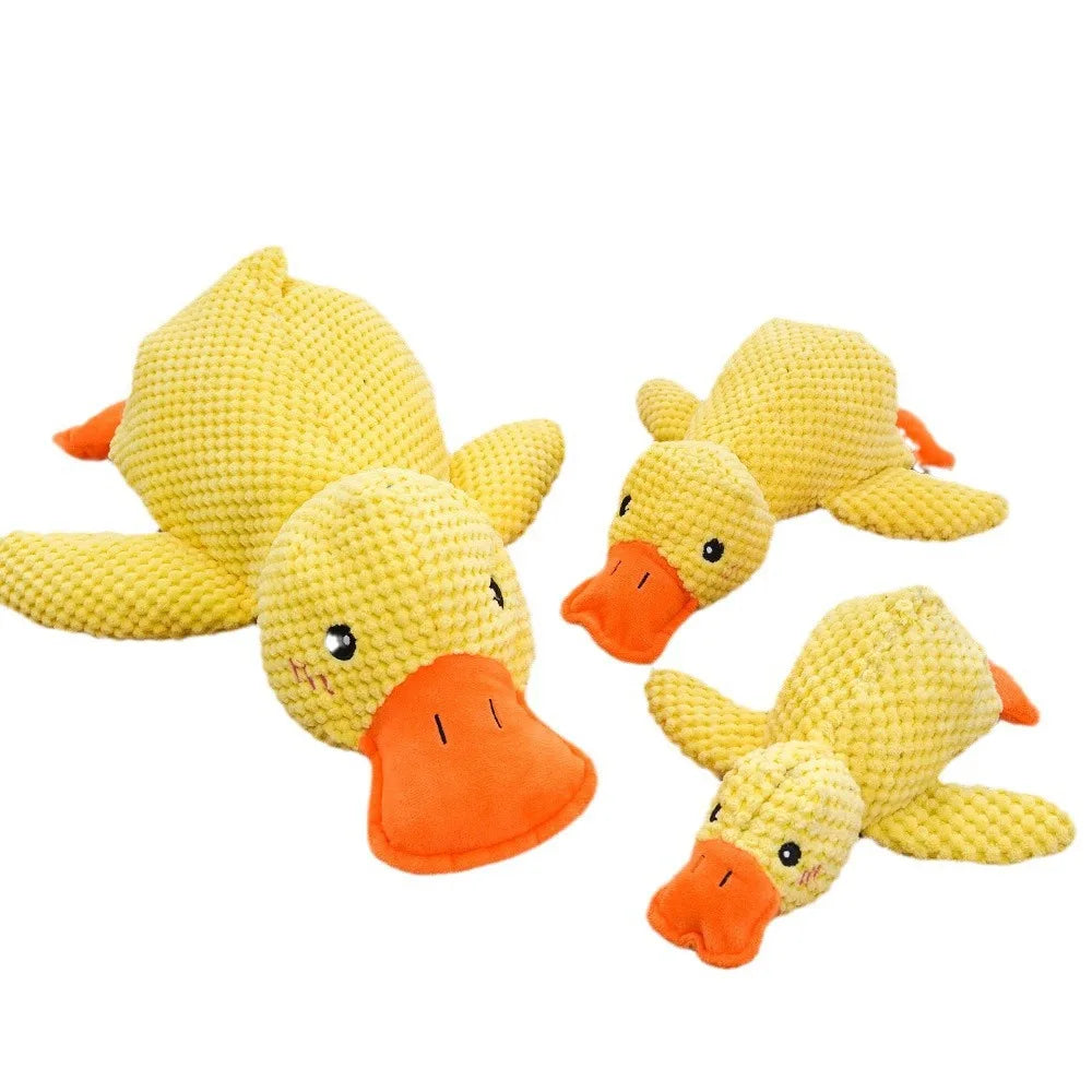 Yellow Duck Dog Plush Toy Squeaky Bite Resistant Pet Companion for