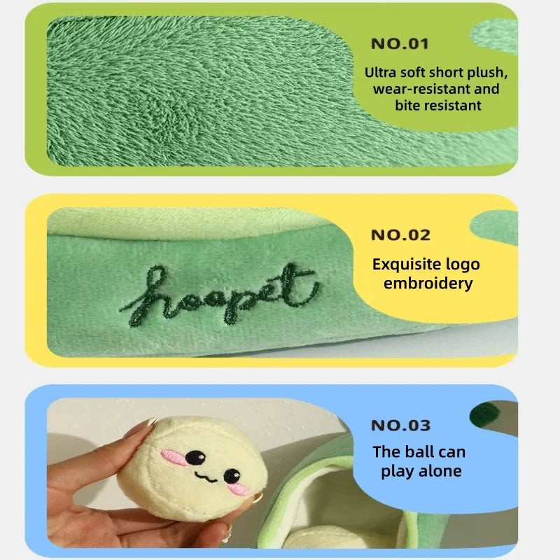 Soft Plush Pea Pod Pet Foraging Toy Squeaky Bite Resistant Teeth