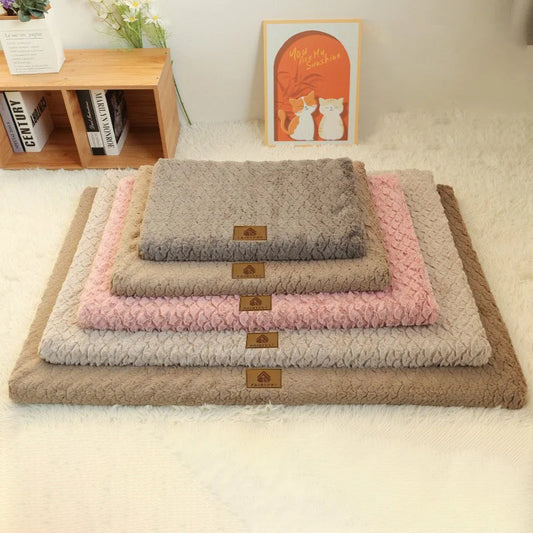 Winter Dog Crate Bed,Plush Faux Fur Pad,Calming Anti Anxiety Bed for
