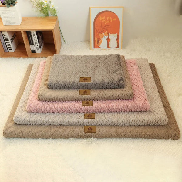Winter Dog Crate Bed,Plush Faux Fur Pad,Calming Anti Anxiety Bed for