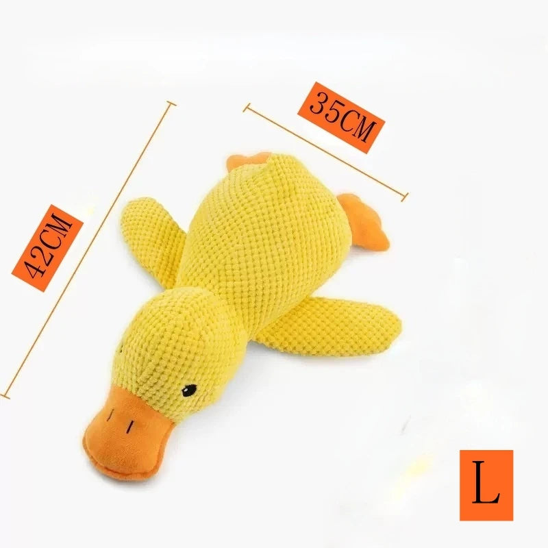 Yellow Duck Dog Plush Toy Squeaky Bite Resistant Pet Companion for