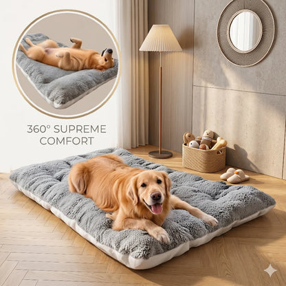 Calming Fluffy Dog Bed Large Pet Sleeping Mat Plush Warm Anti Anxiety