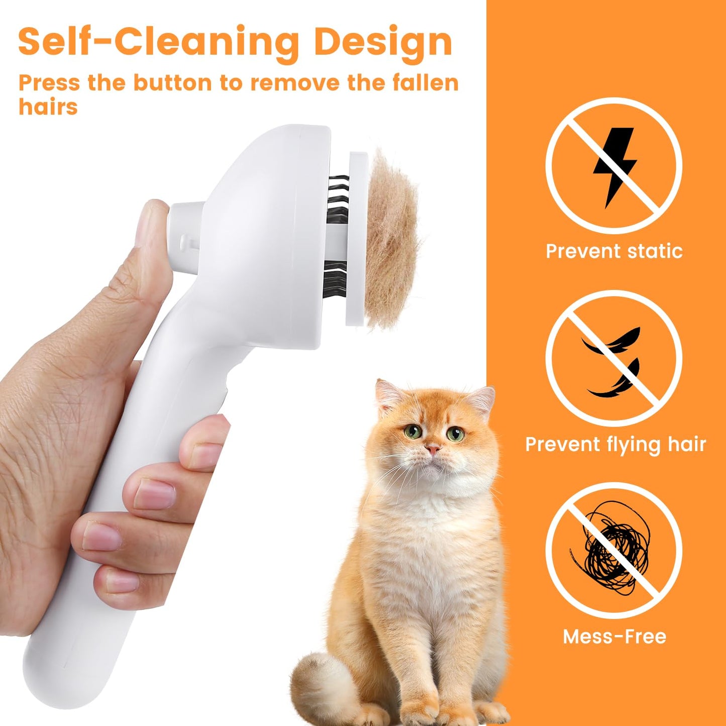 Self Cleaning Pet Steam Brush for Indoor Cats & Dogs Shedding & Grooming | Pet Spray Hair Removal Comb for Short & Long Haired Animals, Skin-Friendly & Rechargeable Cat Hair Brush with Release Button