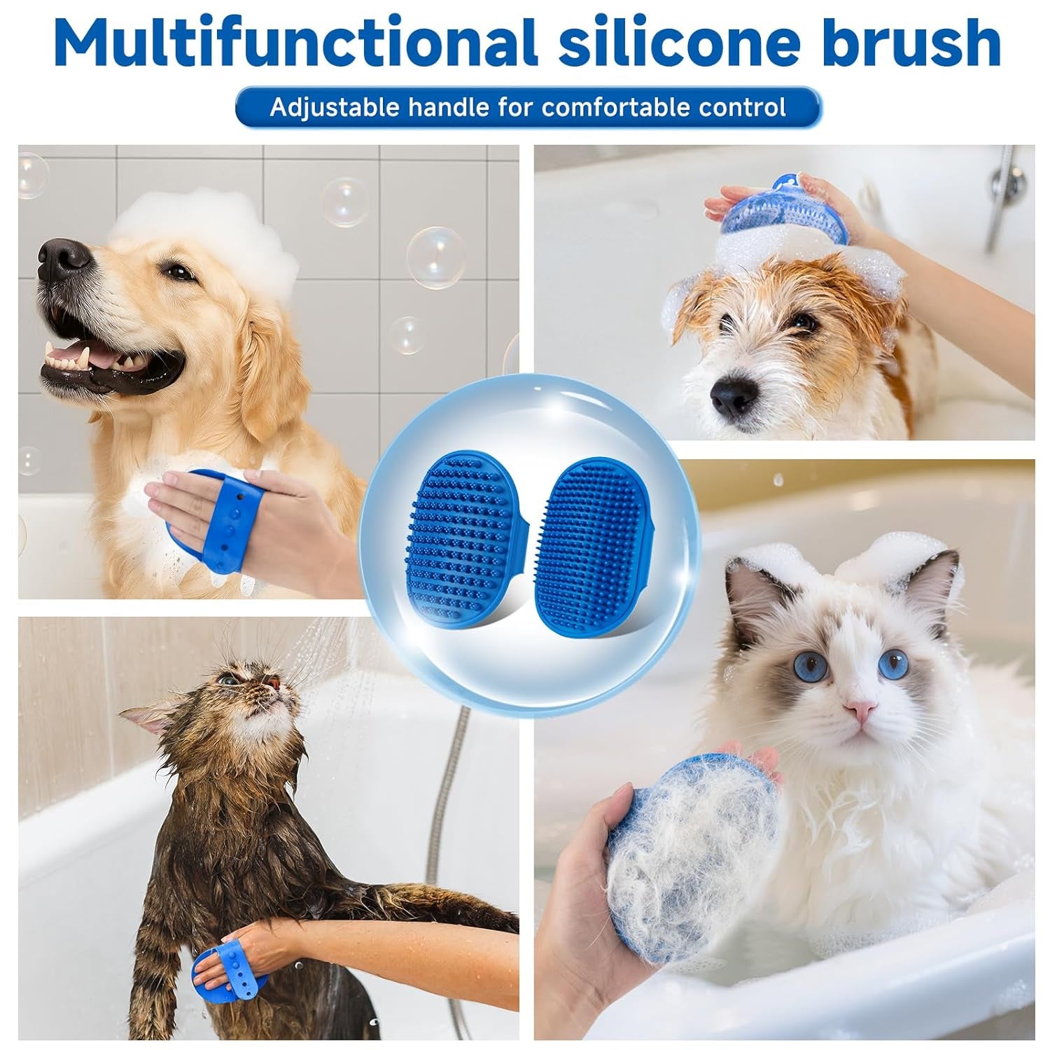 Pet Steam Brush for Dogs & Cats, 3-In-1 Shedding Grooming Tool | 3-In-1 Self Cleaning Spray Comb, Waterless Shampoo, Defur Tool, Bath Gloves, Bath Brush, Tooth & Ear Brush, Towel (11PCS)