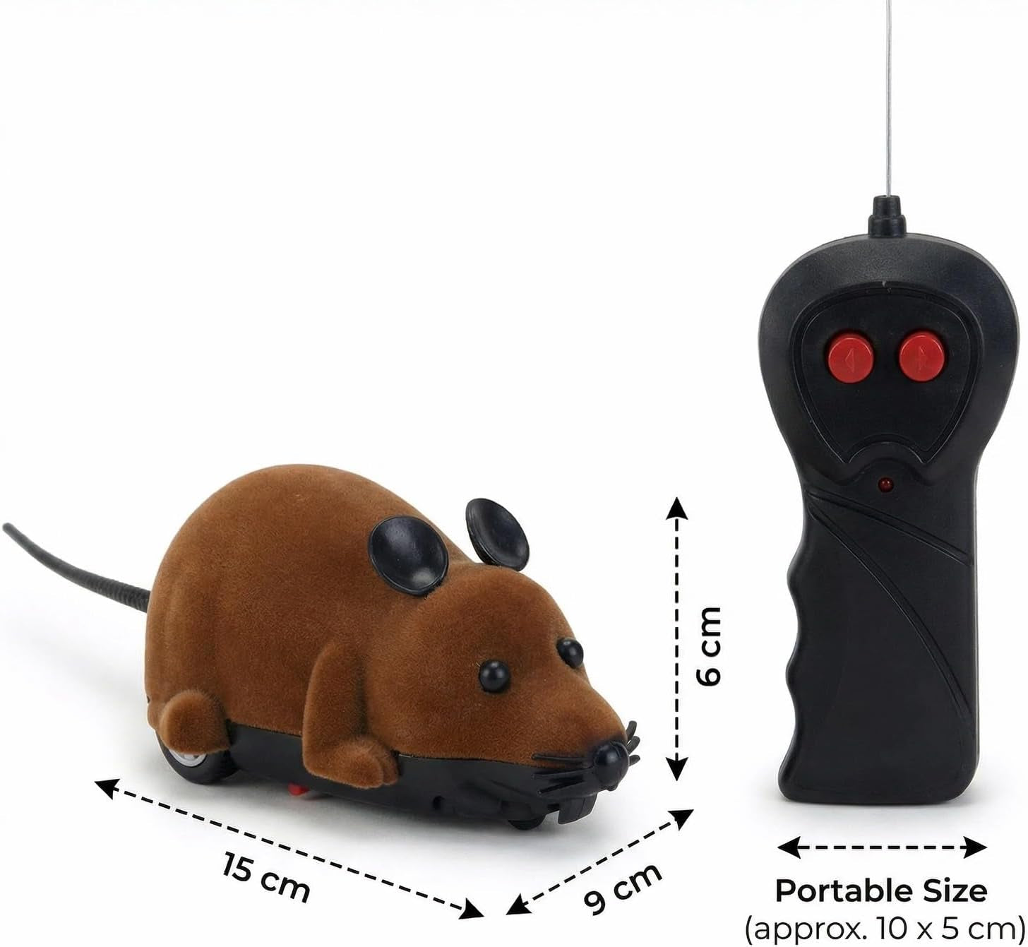 Electronic Remote Control Rat,Realistic Simulation Mouse Toy for Cat/Dog, Plush Design, Intelligent Interaction, Stimulates Cat Hunting Instincts Novelty Toy 1Pcs(Brown)