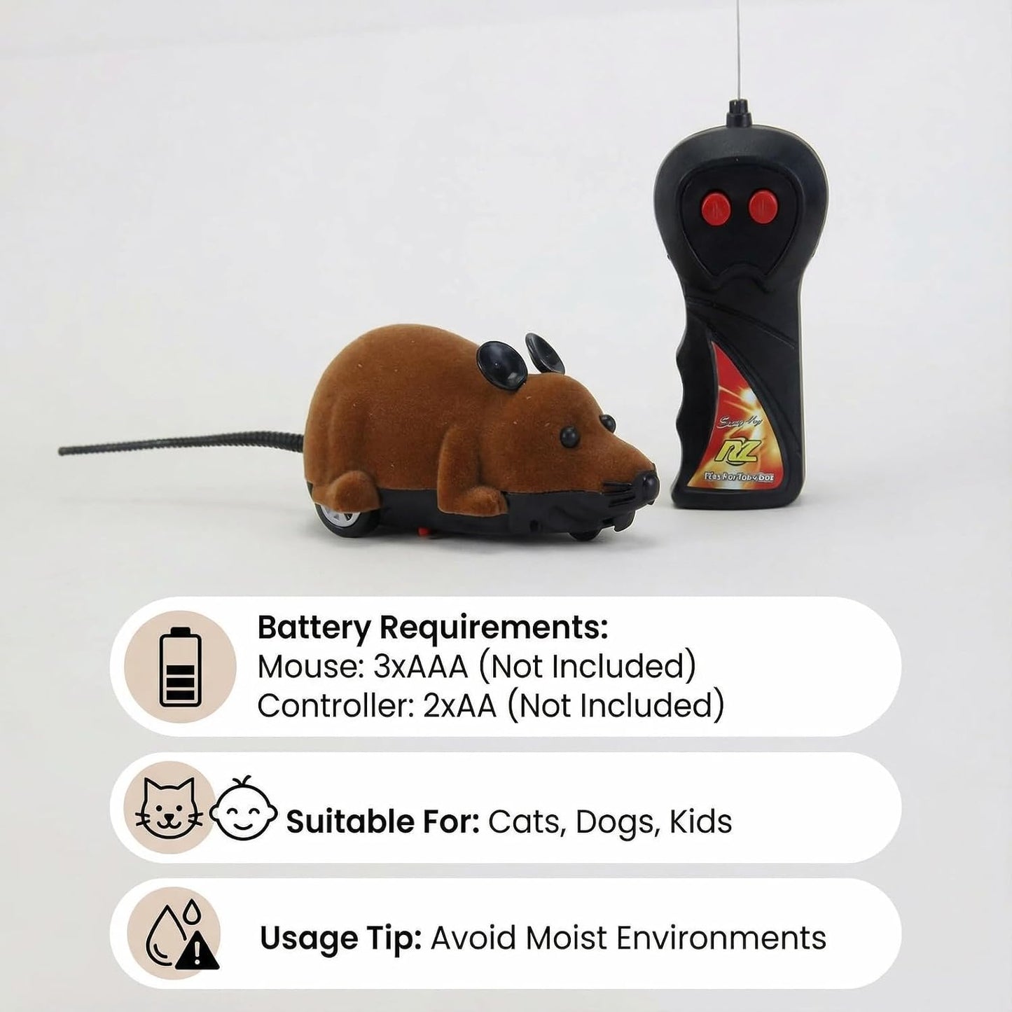 Electronic Remote Control Rat,Realistic Simulation Mouse Toy for Cat/Dog, Plush Design, Intelligent Interaction, Stimulates Cat Hunting Instincts Novelty Toy 1Pcs(Brown)