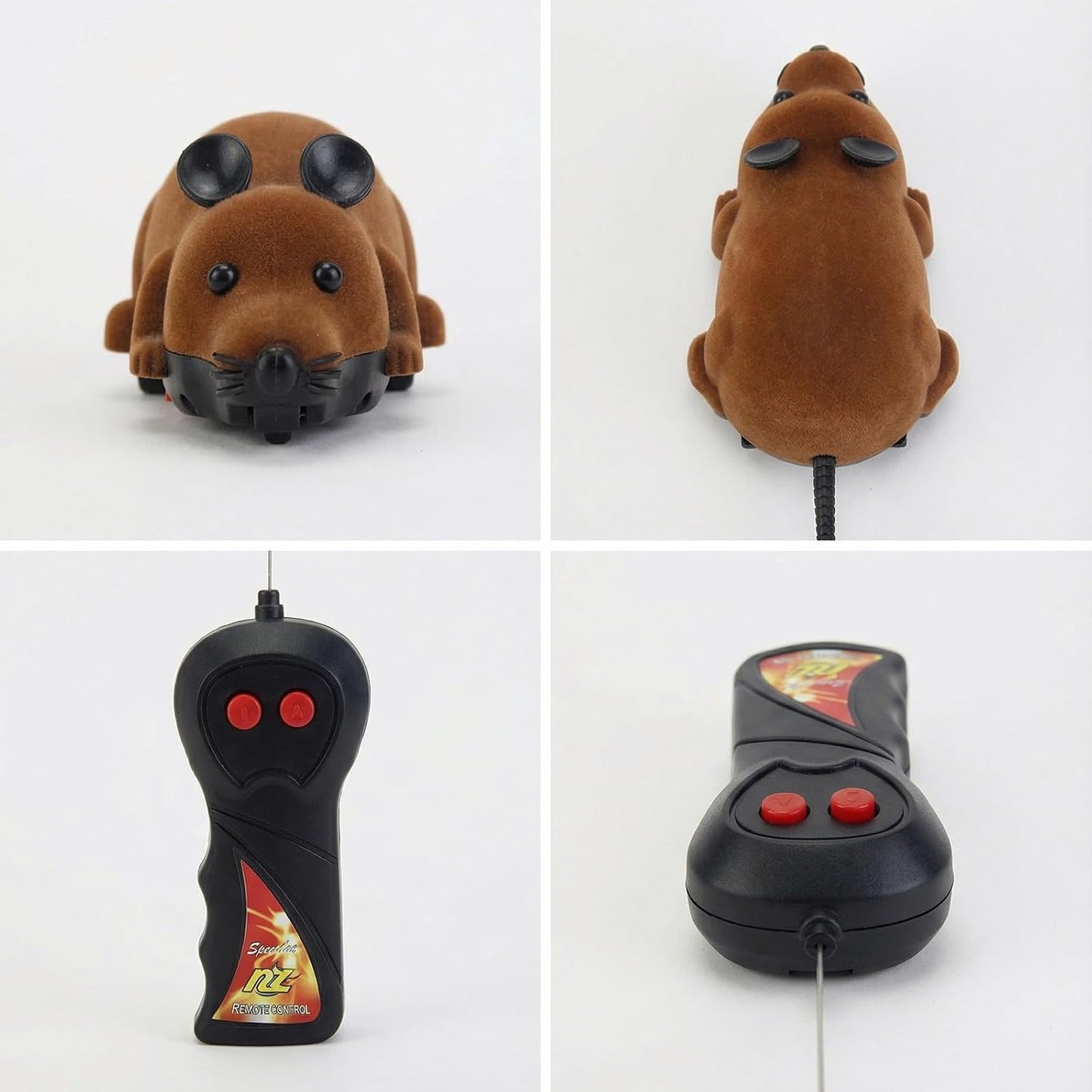 Electronic Remote Control Rat,Realistic Simulation Mouse Toy for Cat/Dog, Plush Design, Intelligent Interaction, Stimulates Cat Hunting Instincts Novelty Toy 1Pcs(Brown)