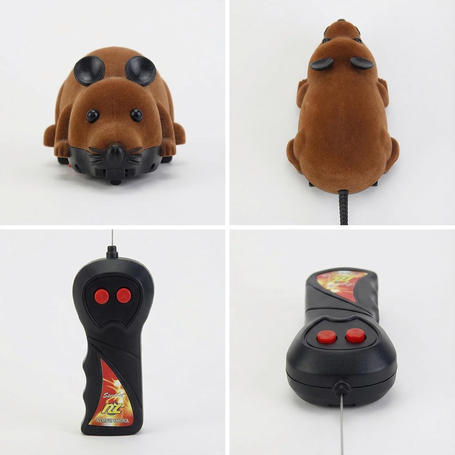 Electronic Remote Control Rat,Realistic Simulation Mouse Toy for Cat/Dog, Plush Design, Intelligent Interaction, Stimulates Cat Hunting Instincts Novelty Toy 1Pcs(Brown)