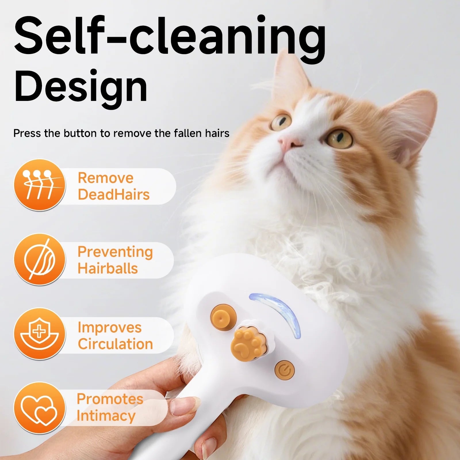 Pet Steam Brush for Dog & Cat – 3-In-1 Spray Hair Removal Comb – Steam for Shedding & Grooming – Water Brush for Long & Short Haired Pets – Spritz Defur Comb – Includes Waterless Shampoo