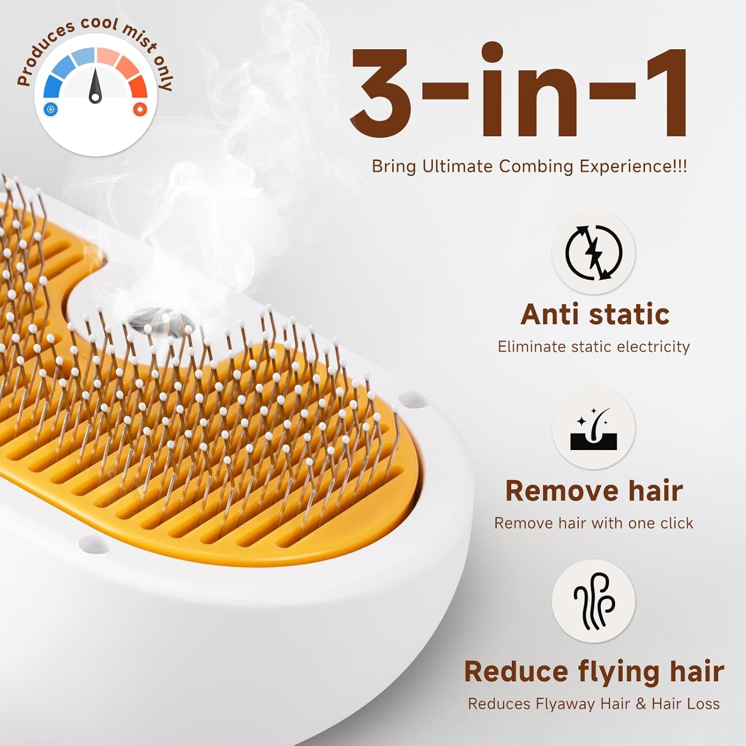 Pet Steam Brush for Dogs & Cats, 3-In-1 Shedding Grooming Tool | 3-In-1 Self Cleaning Spray Comb, Waterless Shampoo, Defur Tool, Bath Gloves, Bath Brush, Tooth & Ear Brush, Towel (11PCS)